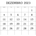 Calendário 2023 Dezembro Word PDF