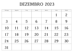 Calendário 2023 Dezembro Word PDF