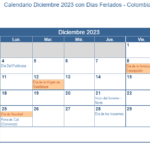 Calendario Almanaque Diciembre 2023 Con Festivos