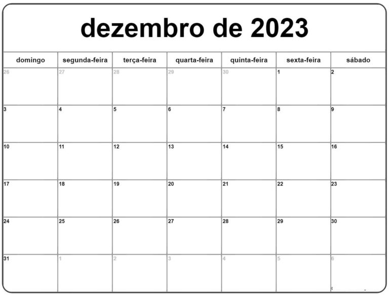 Calendário Dezembro 2023 Imprimir Tabela PDF