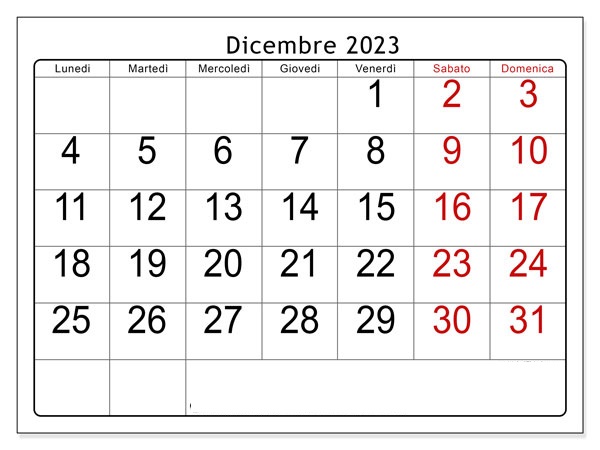 Calendario Dicembre 2023 Da Stampare