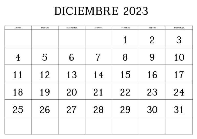 Calendario Diciembre 2023 Chile Word