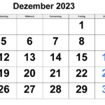 Dezember 2023 mit Feiertagen PDF