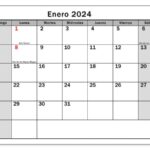 Calendario Enero 2024 en PDF