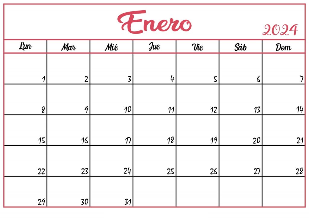 Calendario Enero 2024 Para Imprimir Pdf, Excel – Events Managements