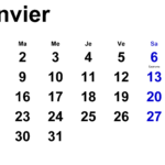 Calendrier Janvier 2024 Word