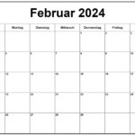 Kalender 2024 Februar Month Word PDF