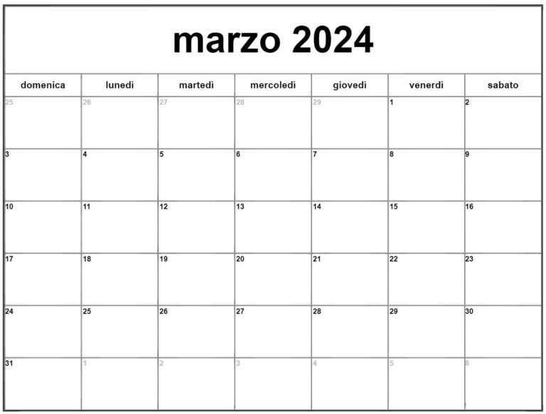 Calendario Marzo 2024 Da Stampare