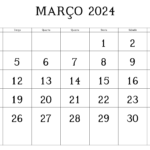 Calendário Mensal Março 2024 Imprimir