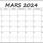 Calendrier Mars 2024 Printable