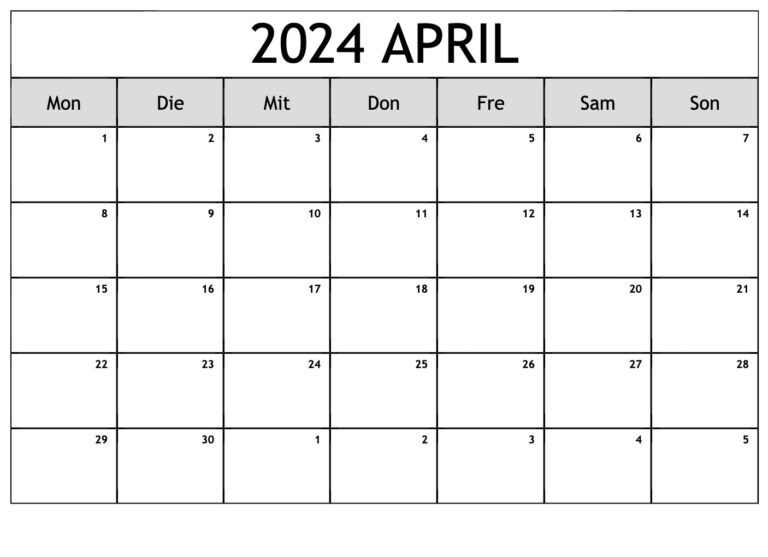 Kalender 2024 April