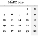 Kalender 2024 März bis mai