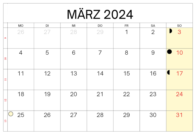 Kalender März 2024 PDF