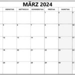 Kalender März 2024 Zum Ausdrucken Kostenlos Word