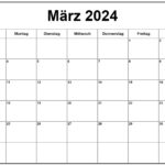 März 2024 Kalender Printable calendar