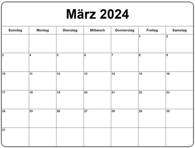 März 2024 Kalender Printable calendar