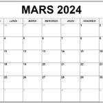 Mars Calendrier 2024 Imprimable