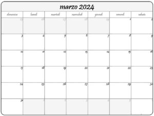 calendario marzo 2024 argentina Word