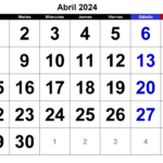 Calendario Abril 2024 Chile Word