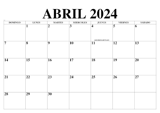 Calendario Abril 2024 PDF