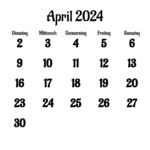 Kalender April 2024 Mit Feiertagen